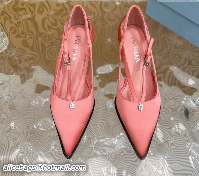 Fashion Prada Satin Pumps 5cm with Buckle Pink 812012