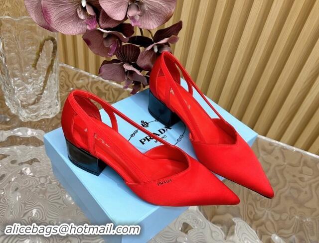 Unique Discount Prada Satin Open Pumps 6cm Red 812016