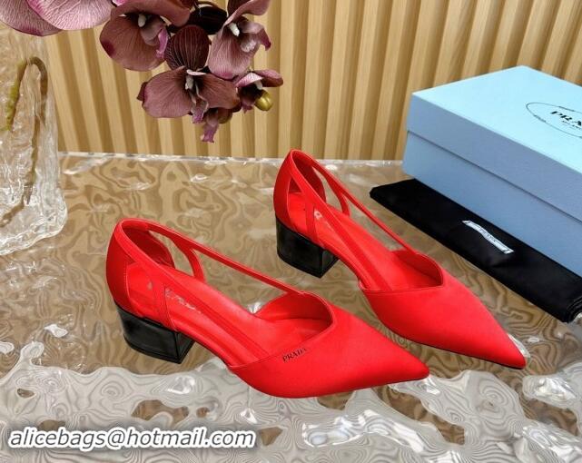 Unique Discount Prada Satin Open Pumps 6cm Red 812016