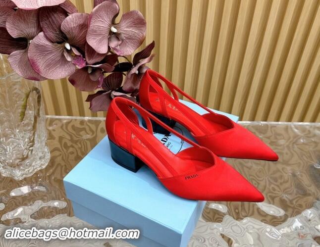 Unique Discount Prada Satin Open Pumps 6cm Red 812016