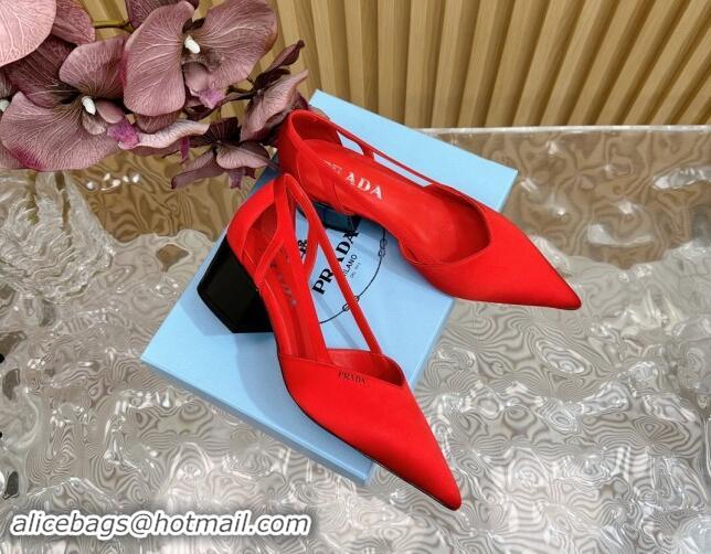 Unique Discount Prada Satin Open Pumps 6cm Red 812016