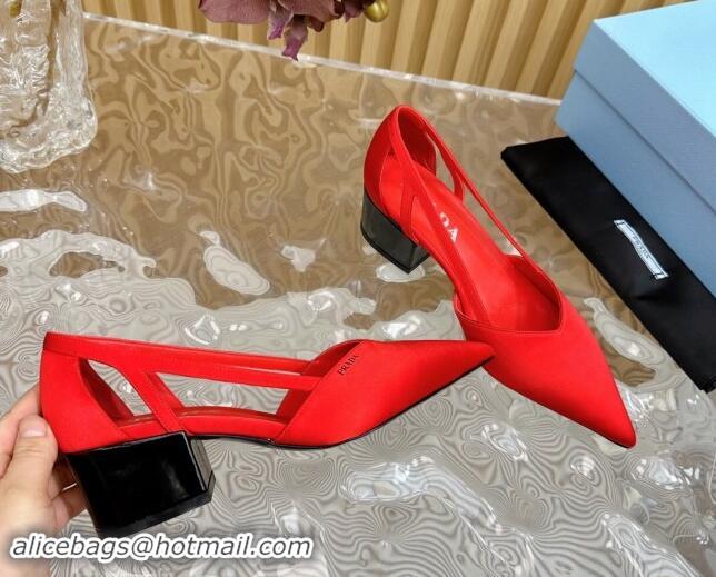 Unique Discount Prada Satin Open Pumps 6cm Red 812016