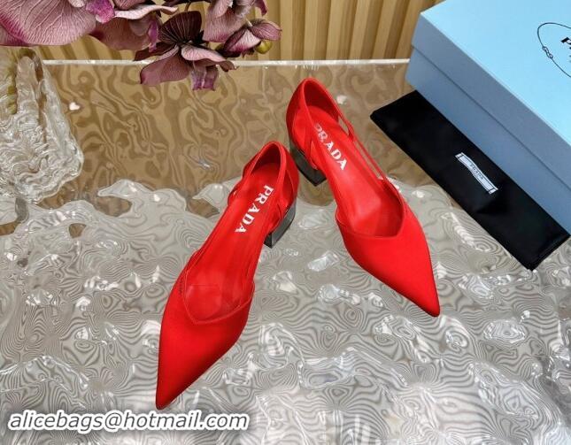 Unique Discount Prada Satin Open Pumps 6cm Red 812016