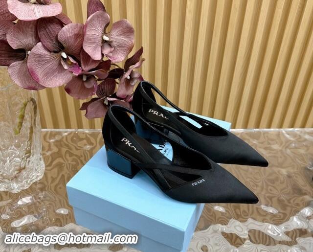 Most Popular Prada Satin Open Pumps 6cm Black 812017