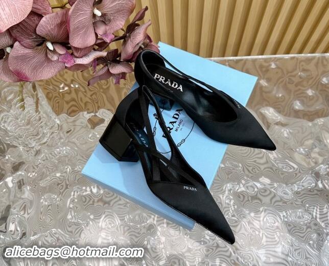 Most Popular Prada Satin Open Pumps 6cm Black 812017