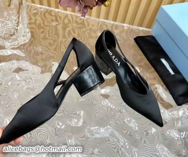 Most Popular Prada Satin Open Pumps 6cm Black 812017