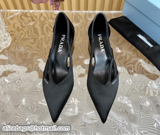 Most Popular Prada Satin Open Pumps 6cm Black 812017