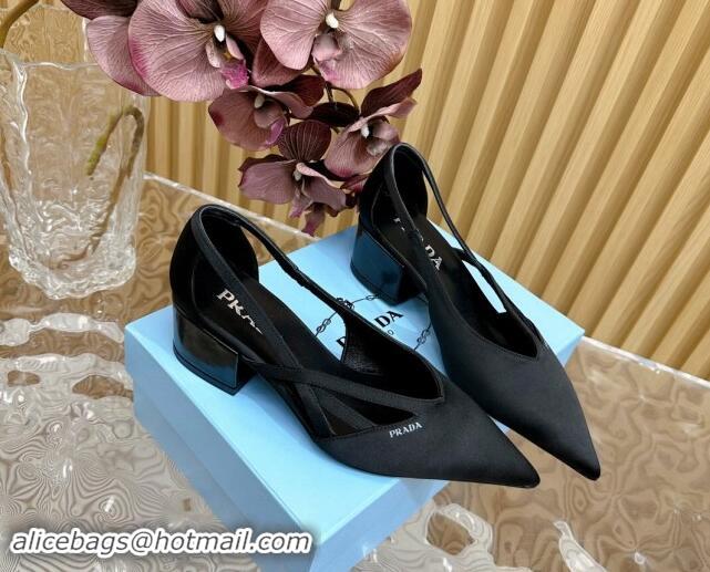 Most Popular Prada Satin Open Pumps 6cm Black 812017