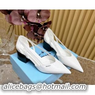 Charming Prada Brushed Leather Open Pumps 6cm White 812021