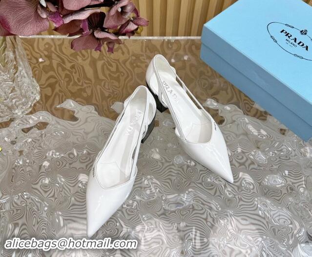 Charming Prada Brushed Leather Open Pumps 6cm White 812021