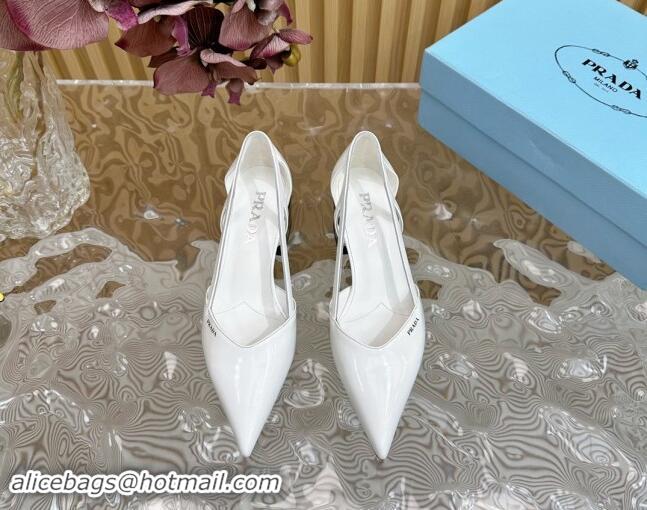 Charming Prada Brushed Leather Open Pumps 6cm White 812021