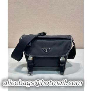 Discount Prada Re-Nylon and leather shoulder bag 2VD066 Black 2024