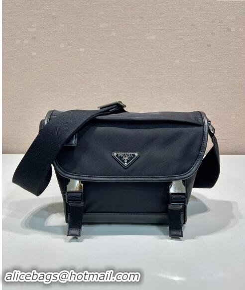 Discount Prada Re-Nylon and leather shoulder bag 2VD066 Black 2024