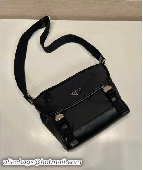 Discount Prada Re-Nylon and leather shoulder bag 2VD066 Black 2024