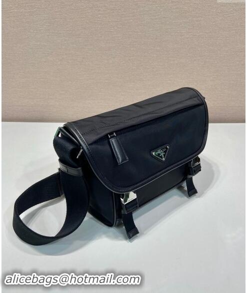 Discount Prada Re-Nylon and leather shoulder bag 2VD066 Black 2024