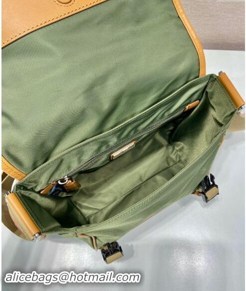 Discount Prada Re-Nylon and leather shoulder bag 2VD066 Military Green/Brown 2024