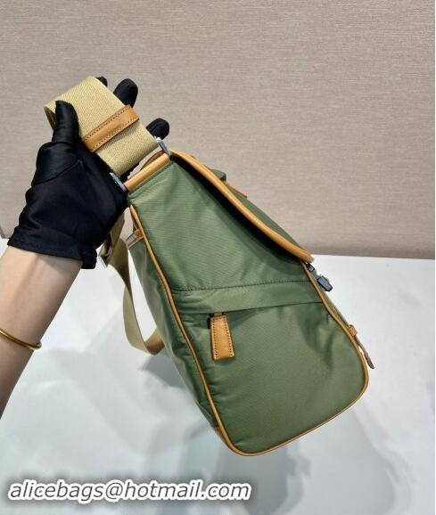 Good Product Prada Re-Nylon and leather shoulder bag 2VD052 Military Green/Brown 2024