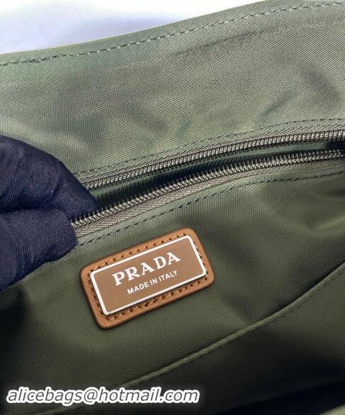 Good Product Prada Re-Nylon and leather shoulder bag 2VD052 Military Green/Brown 2024