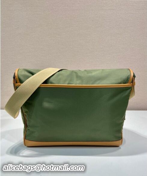 Good Product Prada Re-Nylon and leather shoulder bag 2VD052 Military Green/Brown 2024