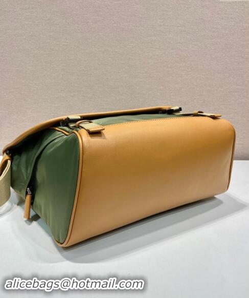 Good Product Prada Re-Nylon and leather shoulder bag 2VD052 Military Green/Brown 2024