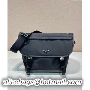 Top Design Prada Re-Nylon and leather shoulder bag 2VD052 Black 2024