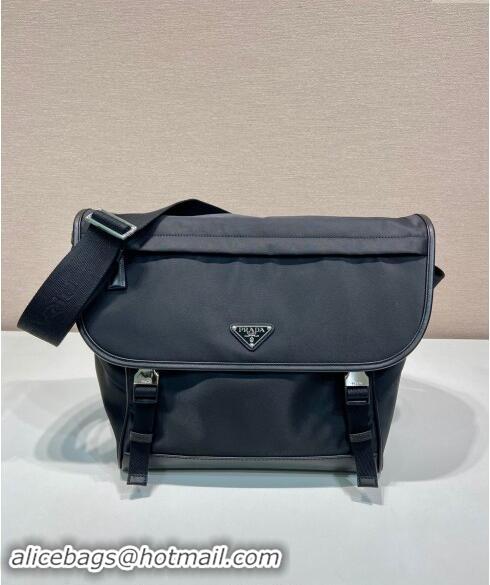 Top Design Prada Re-Nylon and leather shoulder bag 2VD052 Black 2024