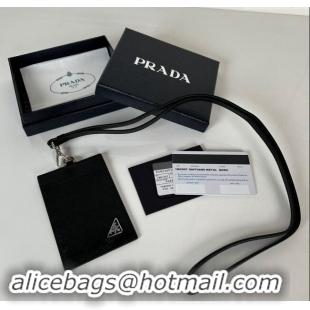 New Style Prada Saffiano Leather Badge Holder 1MC007 Black 2024