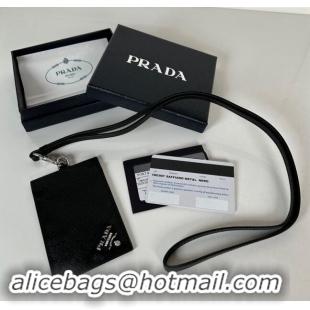 Good Product Prada Saffiano Leather Badge Holder 1MC007 Black/Silver 2024