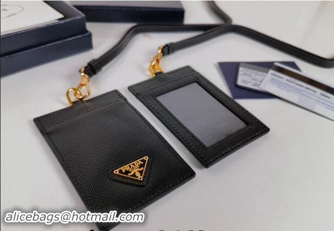 Traditional Specials Prada Saffiano Leather Badge Holder 1MC007 Black/Gold 2024