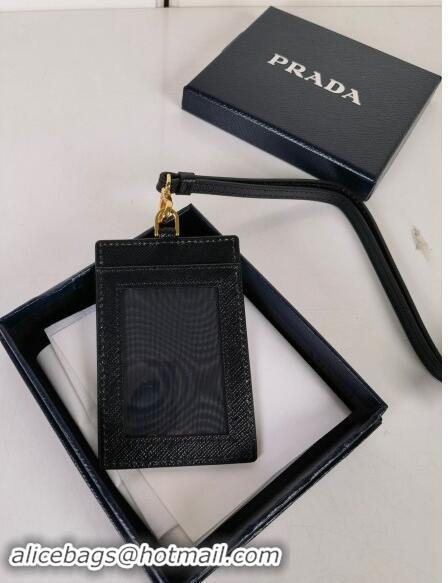 Traditional Specials Prada Saffiano Leather Badge Holder 1MC007 Black/Gold 2024