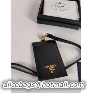 Reasonable Price Prada Saffiano Leather Badge Holder 1MC007 Black 2024