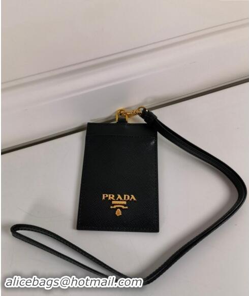 Reasonable Price Prada Saffiano Leather Badge Holder 1MC007 Black 2024