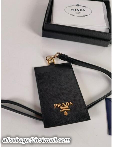 Reasonable Price Prada Saffiano Leather Badge Holder 1MC007 Black 2024