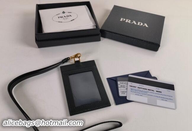 Reasonable Price Prada Saffiano Leather Badge Holder 1MC007 Black 2024