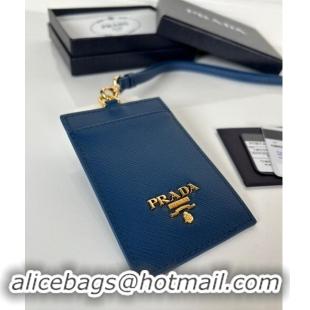 Popular Style Prada Saffiano Leather Badge Holder 1MC007 Blue 2024