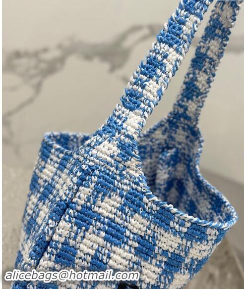 Top Quality Prada Raffia-Like Crochet Tote bag 1BC182 Blue 2024