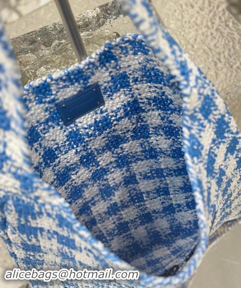 Top Quality Prada Raffia-Like Crochet Tote bag 1BC182 Blue 2024