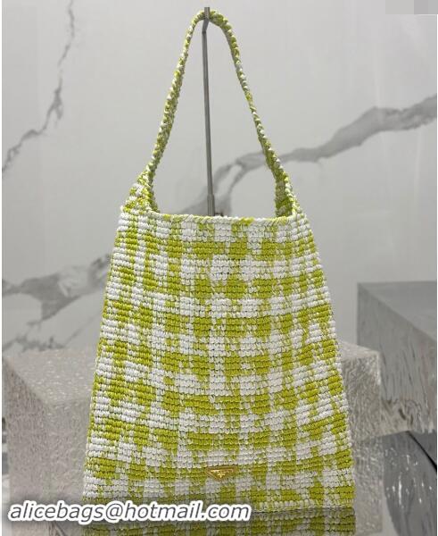 Pretty Style Prada Raffia-Like Crochet Tote bag 1BC182 Green 2024