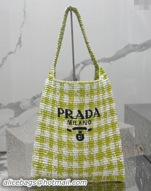 Pretty Style Prada Raffia-Like Crochet Tote bag 1BC182 Green 2024