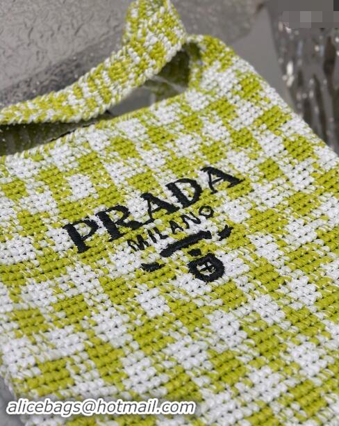 Pretty Style Prada Raffia-Like Crochet Tote bag 1BC182 Green 2024