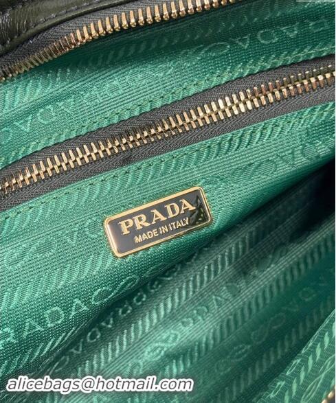 Buy Cheapest Prada Large leather handbag 1BA433 Dark Green 2024