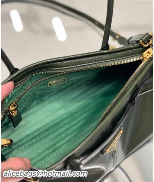 Buy Cheapest Prada Large leather handbag 1BA433 Dark Green 2024