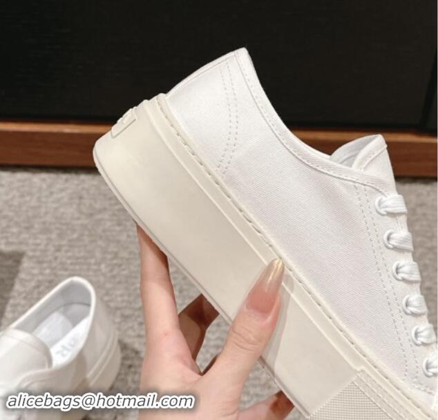 Feminine Prada Canvas Platform Sneakers White 904013