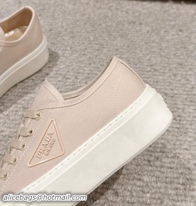 Luxury Cheap Prada Canvas Platform Sneakers Beige 904014