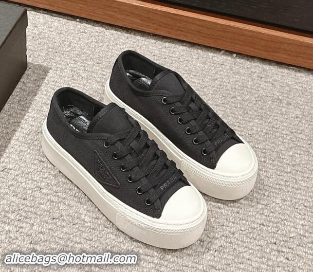 Good Quality Prada Canvas Platform Sneakers Black 904015