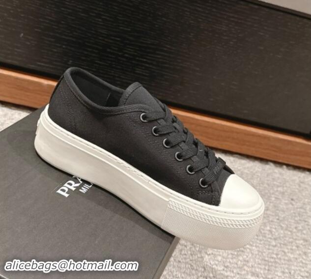 Good Quality Prada Canvas Platform Sneakers Black 904015