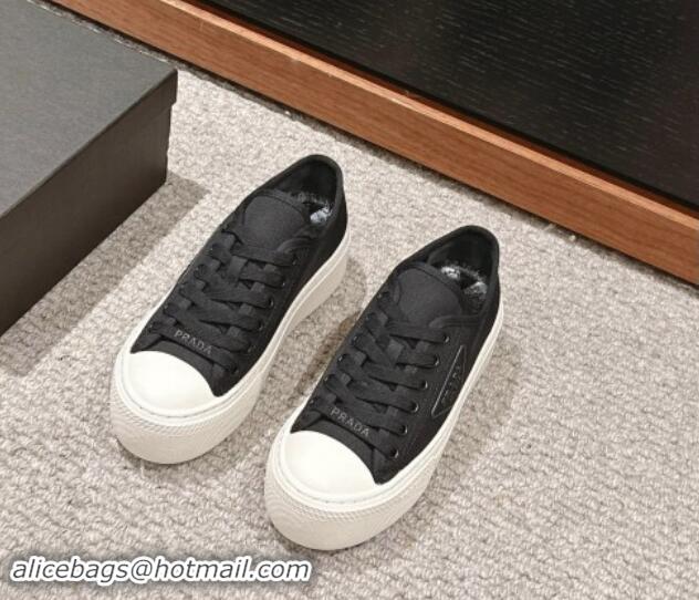 Good Quality Prada Canvas Platform Sneakers Black 904015