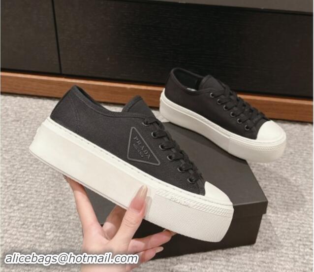 Good Quality Prada Canvas Platform Sneakers Black 904015