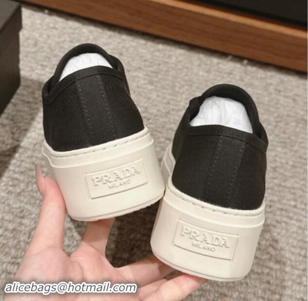 Good Quality Prada Canvas Platform Sneakers Black 904015