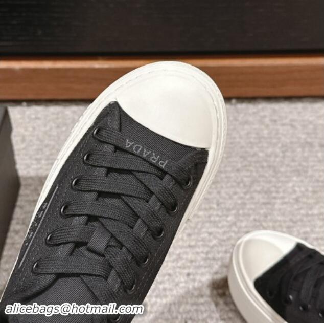 Good Quality Prada Canvas Platform Sneakers Black 904015